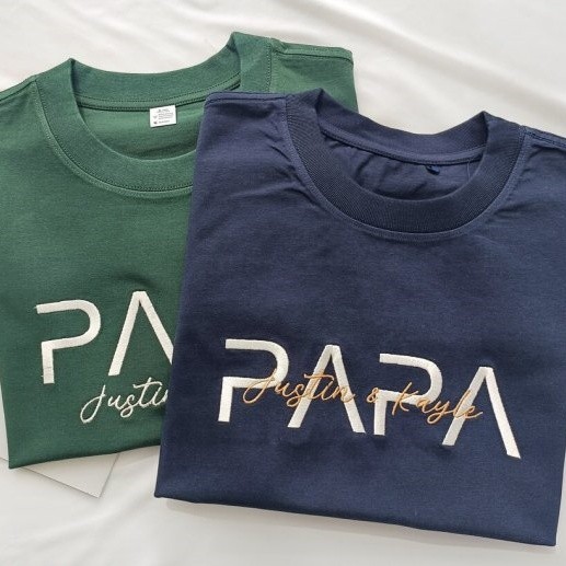 Custom Embroidered PAPA Sweatshirt With Kid Name For Father's Day Gift