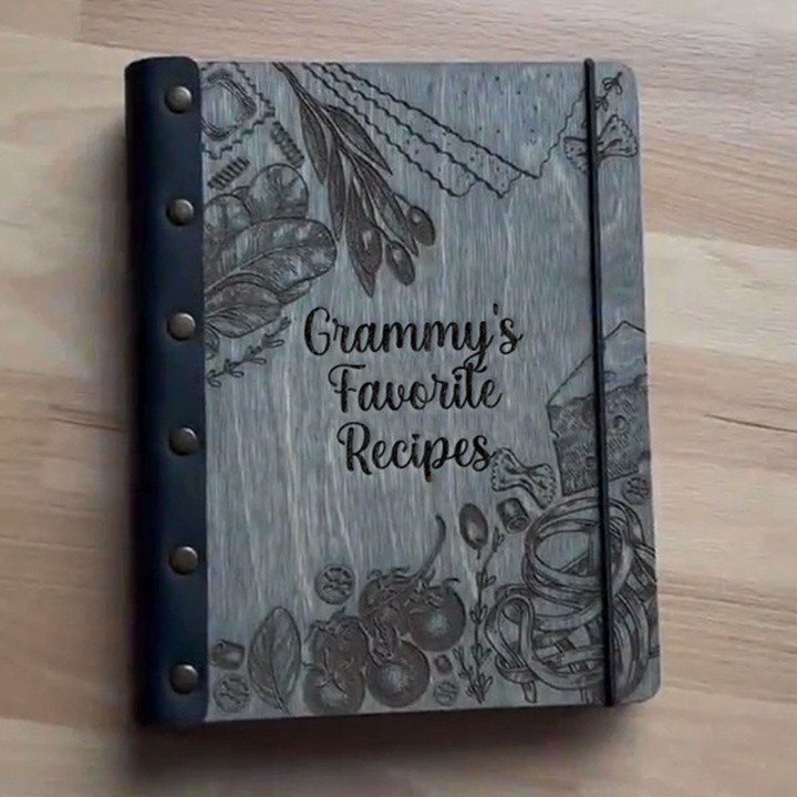 Personalized Family Wooden Recipe Book Anniversary Gift Ideas