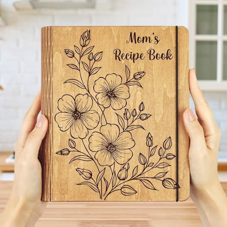 Custom Family Wooden Recipe Book Mother's Day Gift Ideas
