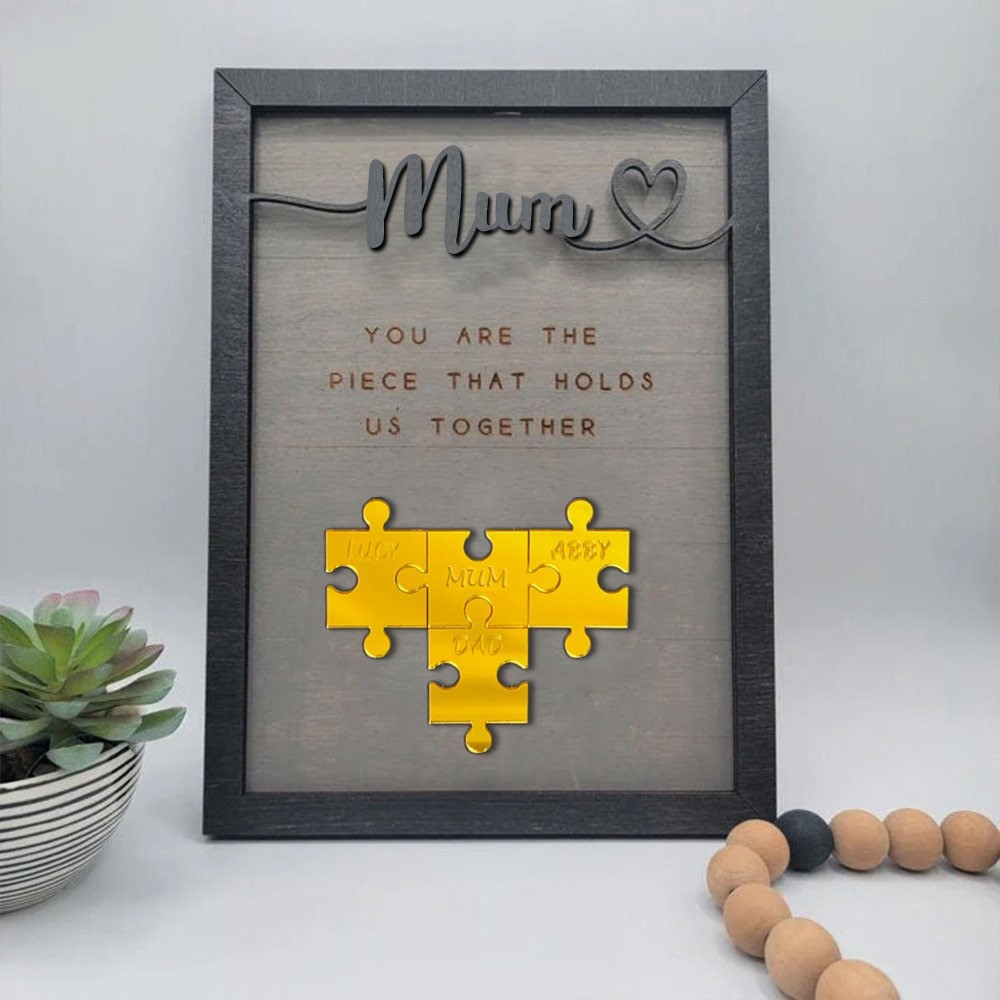 You Are The Piece That Holds Us Together Personalised Mum Puzzle Wood Sign From Kids Gift