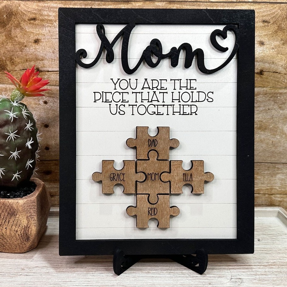 Mother's Day Wood Puzzle Sign Personalized Gift For Mom