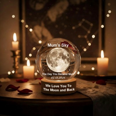 Custom Mum Moon Phase Crystal Ball LED Night Light The Day You Became Our Mum