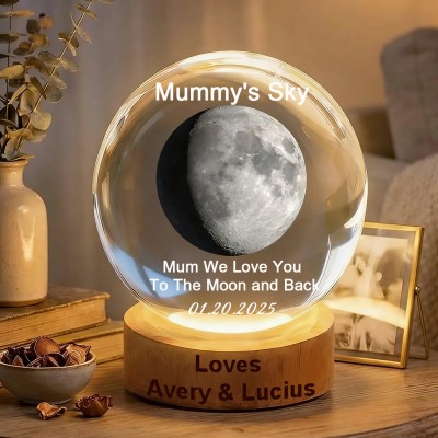 Custom Mum Moon Phase Crystal Ball LED Night Light We Love You To The Moon and Back