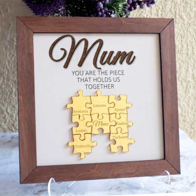 You Are The Piece That Holds Us Together Personalised Mum Puzzle Wood Sign From Kids Gift