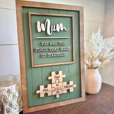 Personalised Mum Puzzle Wood Sign From Kids Mother's Day Gift You Are The Piece That Holds Us Together