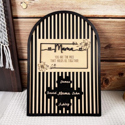 Personalised Mum Puzzle Wood Sign For Mother's Day Gift You Are The Piece That Holds Us Together