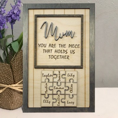 Mother's Day Wood Puzzle Sign Personalized Gift For Mom