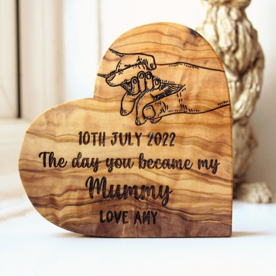 Personalised 'Our First Mothers Day Together' Wooden Heart Keepsake Mum Gifts From Daughter Son