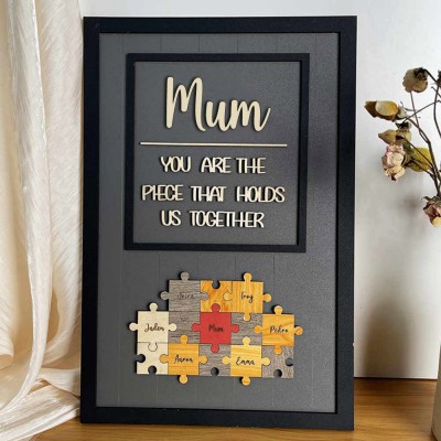 Mother's Day Wood Puzzle Sign Personalized Gift For Mom