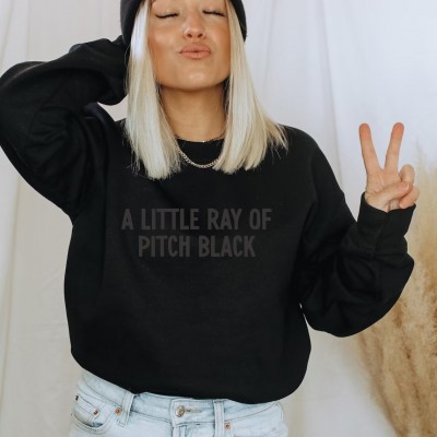 Embroidered A Little ray of Pitch Black Sweatshirt