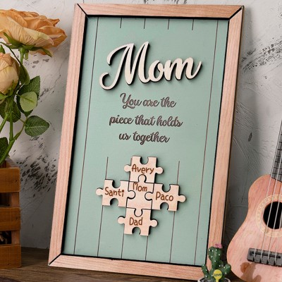 Personalised Mum Puzzle Wood Sign From Kids Mother's Day Gift You Are The Piece That Holds Us Together