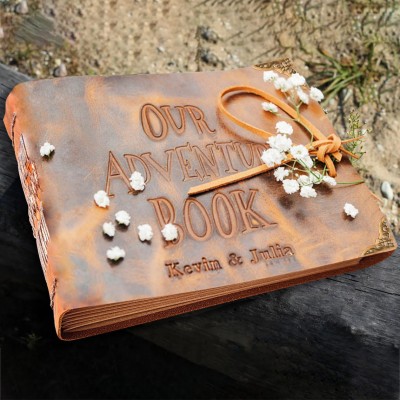 Our Adventure Book Personalized Leather Photo Album For Valentine's Day Anniversary Gift Ideas