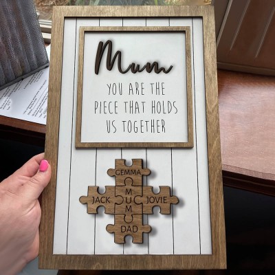 Mother's Day Wood Puzzle Sign Personalized Gift For Mom
