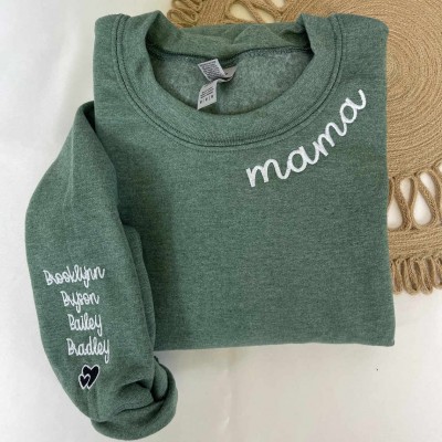 Custom Embroidered Mama Hoodie Sweatshirt With Kids Name For Mother's Day Gift Ideas