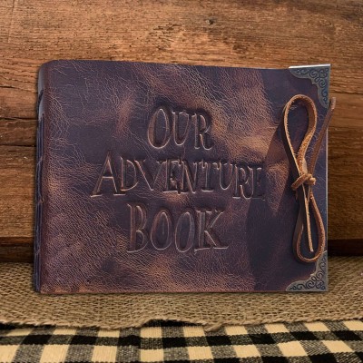 Our Adventure Book Personalized Leather Photo Album For Valentine's Day Anniversary Gift Ideas