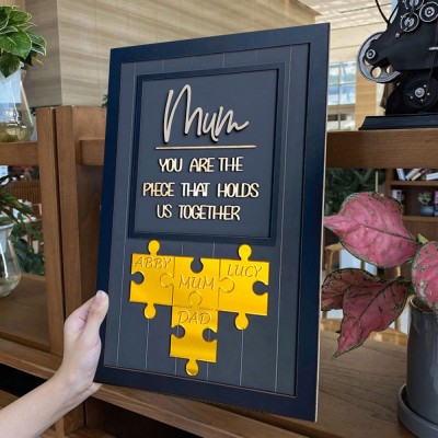 You Are The Piece That Holds Us Together Personalised Mum Puzzle Wood Sign From Kids Gift