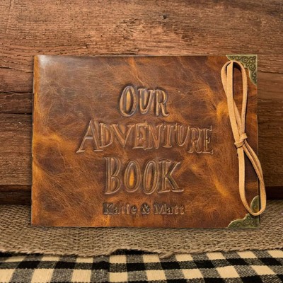 Our Adventure Book Personalized Leather Photo Album For Valentine's Day Anniversary Gift Ideas