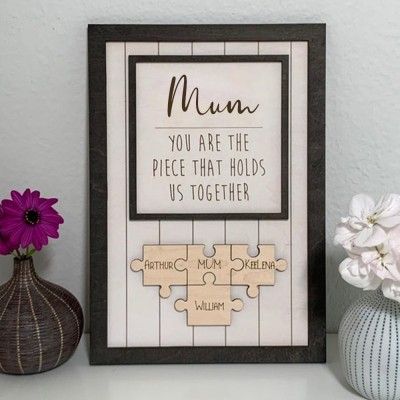 Mother's Day Wood Puzzle Sign Personalized Gift For Mum