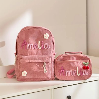 Personalised Kids Backpack and Lunchbag With Name Back to School Gift for Girls Boys