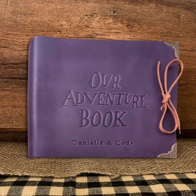 Our Adventure Book Personalized Leather Photo Album For Valentine's Day Anniversary Gift Ideas
