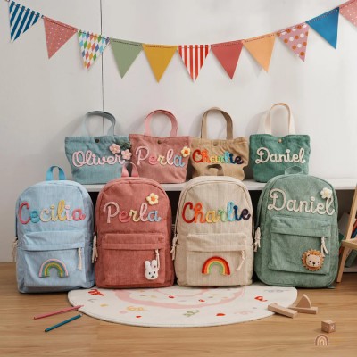 Personalised Kids Backpack and Lunchbag With Name Back to School Gift for Girls Boys