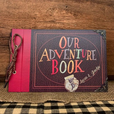 Our Adventure Book Personalized Wood Photo Album For Valentine's Day Anniversary Gift Ideas