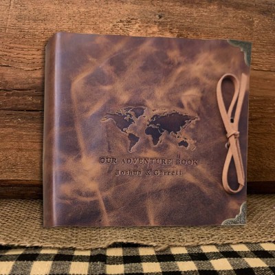 Our Adventure Book Personalized Leather Photo Album For Valentine's Day Anniversary Gift Ideas