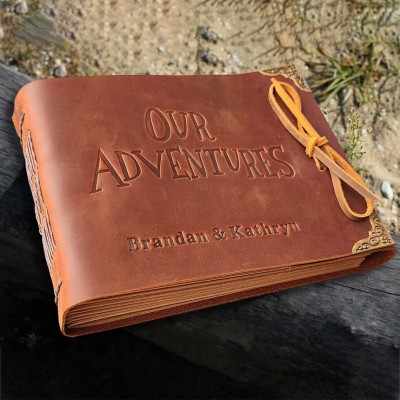 Our Adventure Book Personalized Leather Photo Album For Valentine's Day Anniversary Gift Ideas