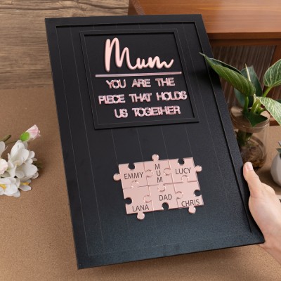 Personalised Mum Puzzle Wood Sign From Kids Mother's Day Gift You Are The Piece That Holds Us Together