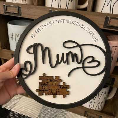 Mother's Day Wood Puzzle Sign Personalized Gift For Mum