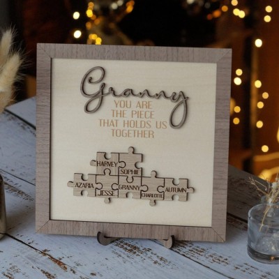 Mother's Day Wood Puzzle Sign Personalized Gift For Granny