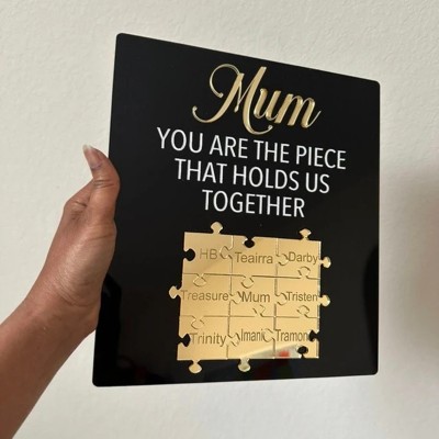 You Are The Piece That Holds Us Together Personalised Mum Puzzle Wood Sign From Kids Gift