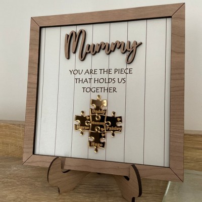 You Are The Piece That Holds Us Together Personalised Mum Puzzle Wood Sign From Kids Gift