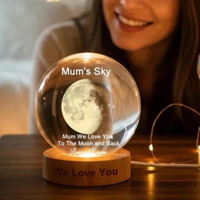 Custom Mum Moon Phase Crystal Ball LED Night Light We Love You To The Moon and Back