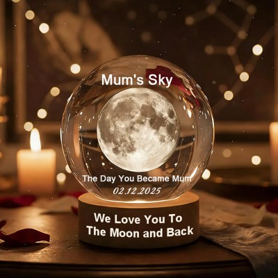 Custom Mum Moon Phase Crystal Ball LED Night Light The Day You Became Our Mum