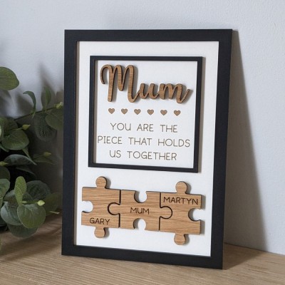 Mother's Day Wood Puzzle Sign Personalized Gift For Mom