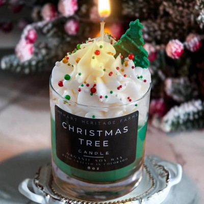 Christmas Tree Holiday Dessert Candle