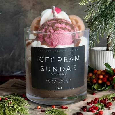Ice Cream Sundae Dessert Candle